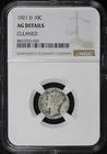 1921-D Mercury Dime NGC AG Details Cleaned - Key Date, Great For Lowball Set!