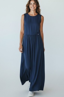 B38 Tommy Hilfiger Navy Blue Summer Maxi Dress Casual S 36 M 38