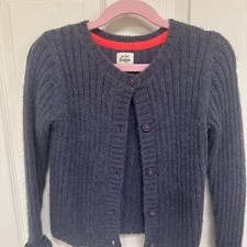 Mini Boden girls Blue mohair blend sweater button up cardigan size 5-6Y ribbed