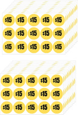 300pcs 15 Dollar Price Stickers Price Tag Labels 1"  15 Dollar Price Tags 1" Di