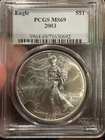 2003 1 Oz Silver American Eagle Uncirculated PCGS MS69