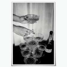 Black and White Vintage Wall Art Bar Cart 11.8L x 7.9W, 