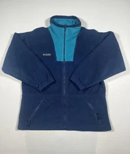 Vintage Columbia Fleece Jacket Womens Medium Blue Teal Full Zip Pockets 90s