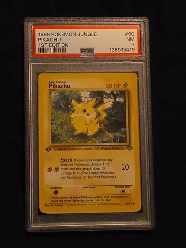 1999 Pokemon Jungle 1st Edition Pikachu #60/64 PSA 7 NM WOTC Red Cheeks