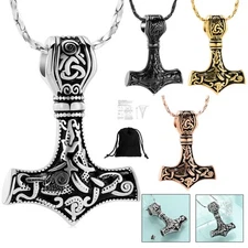 Viking Hammer Thor Hammer Urn Pendant Necklace for Ashes Holder Memorial Jewelry