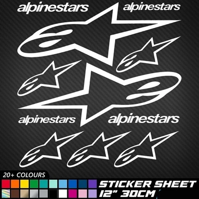 11x ALPINESTARS Vinyl Decal Stickers Sheet Bike Motorbike Motorcycle MX ATV Moto