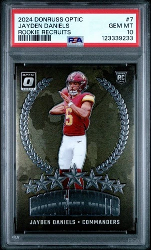 2024 DONRUSS OPTIC ROOKIE RECRUITS JAYDEN DANIELS #7 ROOKIE CARD PSA 10