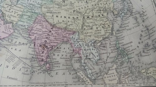 1867 Map of Asia showing its Political Divisions Routes of travel London to Asia - Picture 7 of 12