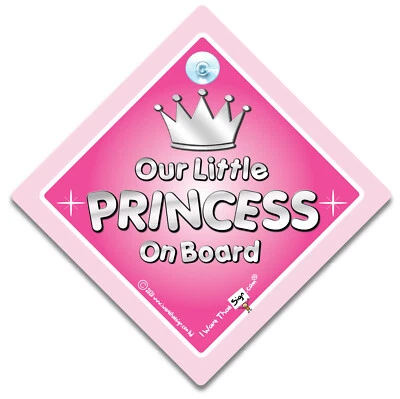 IWANTTHATSIGN.COM Our Little Princess On Board Car Sign, Baby On Board Sign, Suction Cup Sign