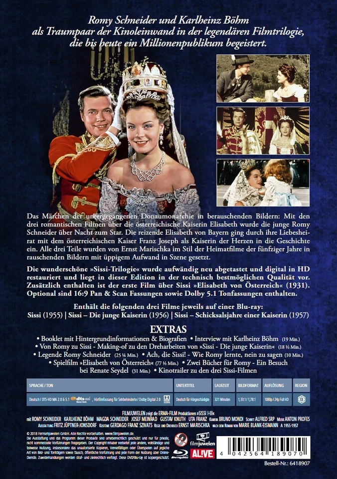 Sissi Trilogie - Special Edition Mediabook - Romy Schneider: Sissi 1-3 [Blu-ray] - Bild 2 von 4