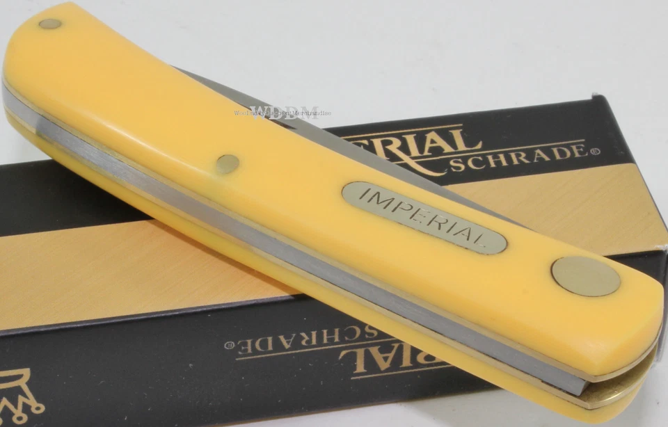 Imperial Schrade старый таймер гладкий желтый Delrin дерна Buster карманный нож Jr IMP22 - Изображение 3 из 4