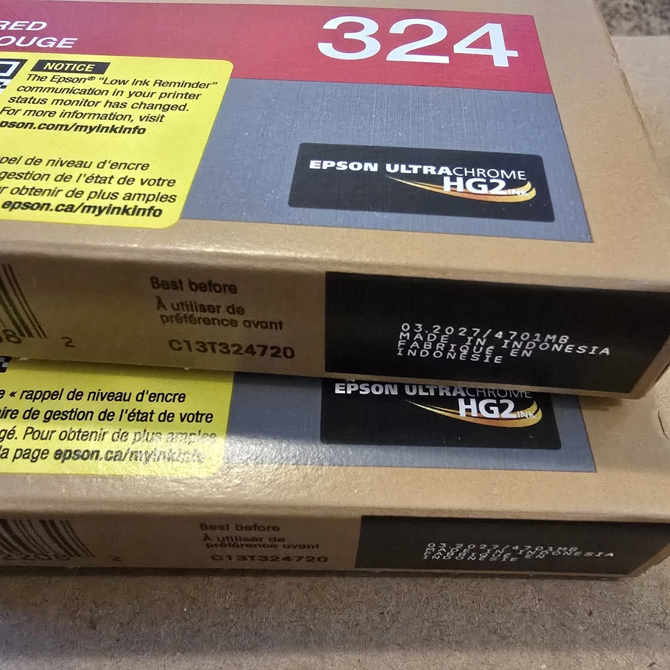 2 Pack Epson T324 Red Ink Cartridge Genuine 324 SureColor P400 Exp 03/2027 - Image 2 of 3