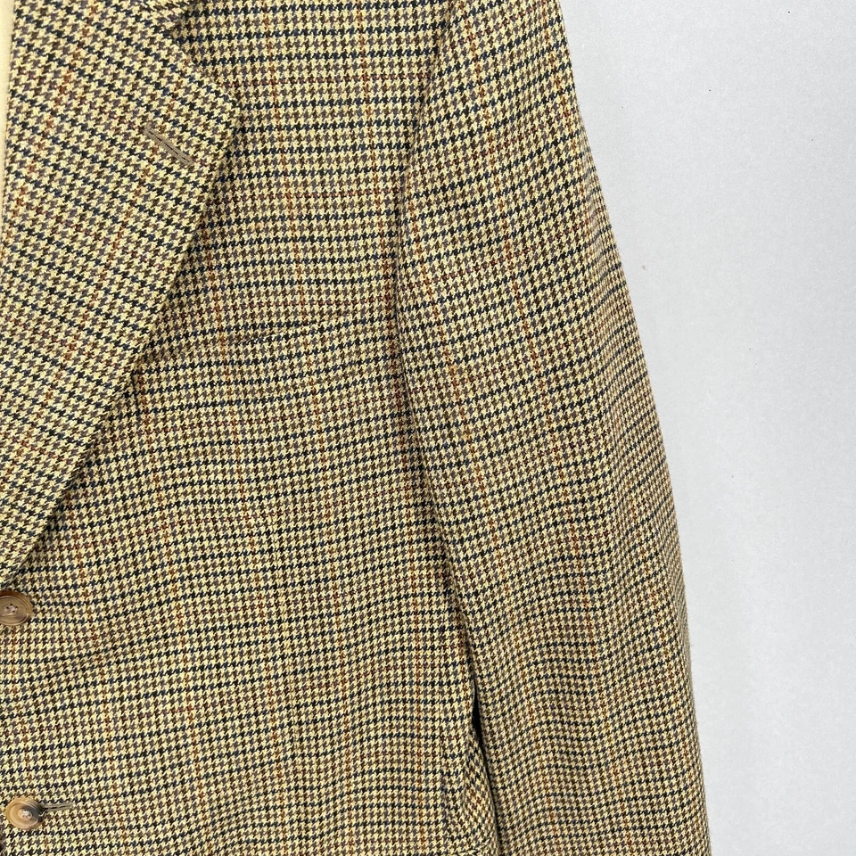 Samuelsohn Sport Coat Jacket Men 42R Houndstooth Brown Tan 3 Button Classic - Image 3 of 4
