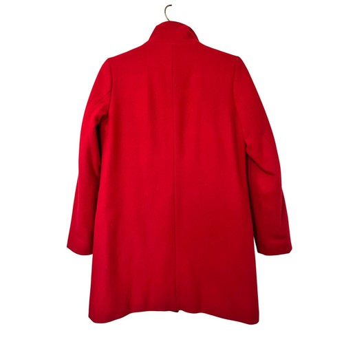 Lands’ End Wool Blend Full Zip Pea Coat Size 4 Cherry Red Sophisticated Career - Picture 2 of 9