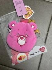 CARE BEARS Plush Zippered Pouch Coin Purse ID Holder Keychain 40TH ANNIVERSARY.