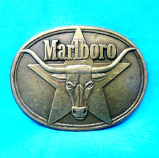 Longhorn Steer Star Belt Buckle Promo Marlboro Cowboy Vtg 80s PM Tobacco .MMR334