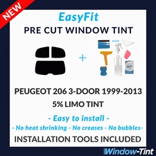 EasyFit Static Pre Cut Tint & Tools For Peugeot 206 3-door 99-13 - 5% Limo Rear