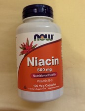 NOW Foods Niacin 500 mg 100 Veg Caps Sealed