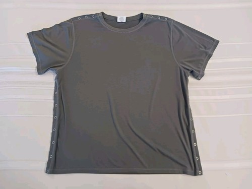 Renova Medical Wear Snap Shirt Size L Gray Short Sleeve Adaptive Wear