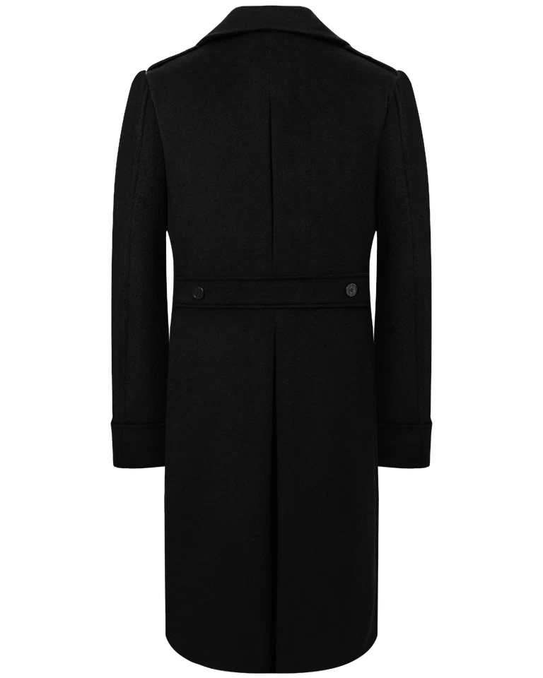 Mens Black 70% Wool & Cashmere Great Coat Long Overcoat Heavy Winter Military - Image 3 of 4