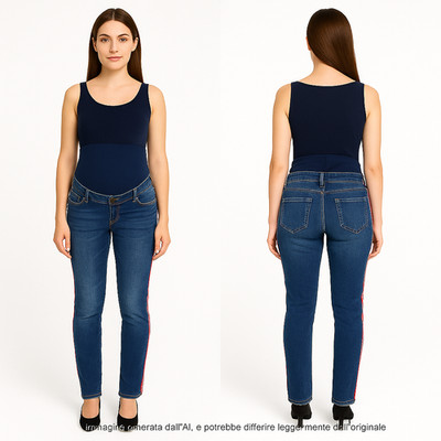 Kiabi Damen Umstandsjeans Pre Maman Blau Slim Fit Denim Band 40 50 W26 36