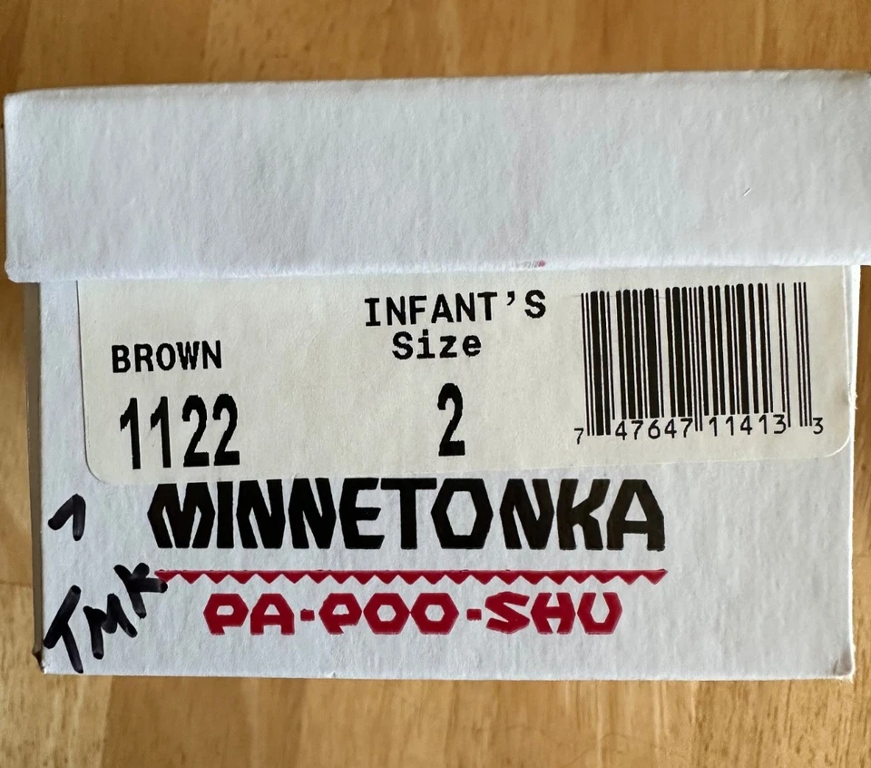Minnetonka Infants sz 2 Moccasins Brown w fringe/ box Pre-Owned VG Pa-Poo-Shu - Image 2 of 4