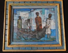 1961 Robert Cariola Cubist Expressionist Oil Painting JESUS IN GALILEE   28 x 24