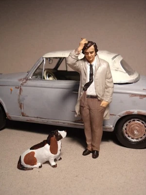 FIGURINES 1/18 COLUMBO ET CHIEN VROOM NON PEINT POUR SOLIDO WELLY NOREV - Photo 1/4
