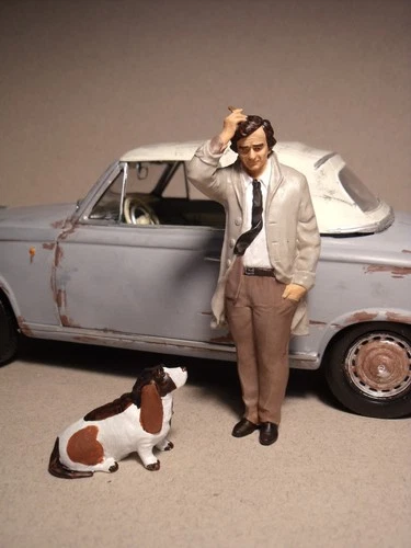 1/18 COLUMBO AND DOG VROOM UNPAINTED FIGURES FOR SOLIDO WELLY NOREV
