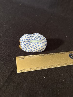 Herend Figurine - Sleepy Bunny Rabbit - Blue Fishnet