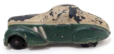 Vintage 1930s Sun Rubber Green White 2 Door Supercharged Coupe Car Toy USA