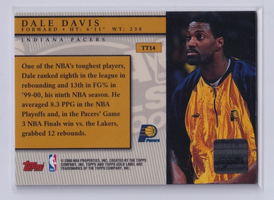 2000-01 Topps Gold Label DALE DAVIS #TT14 NBA Finals Game Worn Jersey Patch - Image 3 of 3