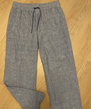 Athleta Size 10 Retreat Linen High Rise Wide Leg Pant Pull-On Blue