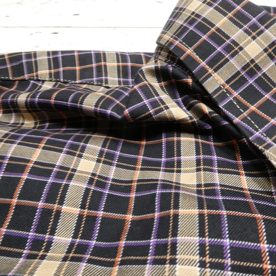 Camisa Enro Para Hombres 2XL Alta Negra Tostada Púrpura Cuadros Algodón Sin Hierro Abotonada Foto 3 de 4