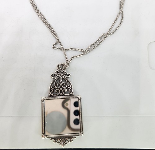 Brighton Berkeley Double Heart Scroll Mirror Reversible Long Silver Necklace - Picture 3 of 9