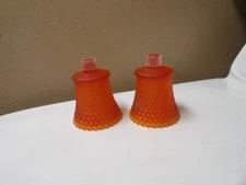 Vintage Orange Hobnail Votive Peg Cup Sconce Candle Holder Set of 2