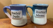 Set of 2 Harley Mug by Tumbleweed Pottery.  Harley Mom and Harley Dude