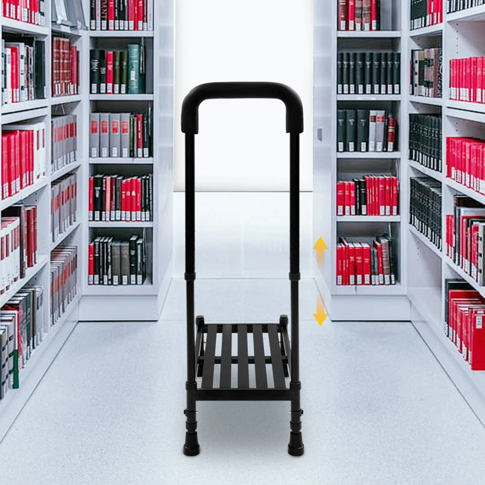 Taburete con mango, rampa para adultos con barandilla, taburete de metal negro Foto 4 de 4