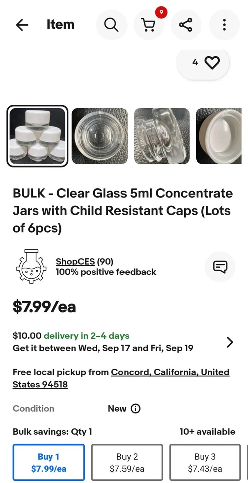 BULK - Clear Glass 5ml Concentrate Jars with Child Resistant Caps /Lots of Dozen - Image 4 of 4