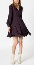 NWT Banana Republic Women RT$129 Satin Ruffle Wrap Party Dress Purple 6 #656850