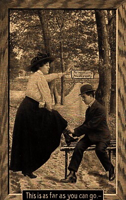 Vintage Postcard, Humor, This Is As Far As You Can Go, Courting Dating Romance