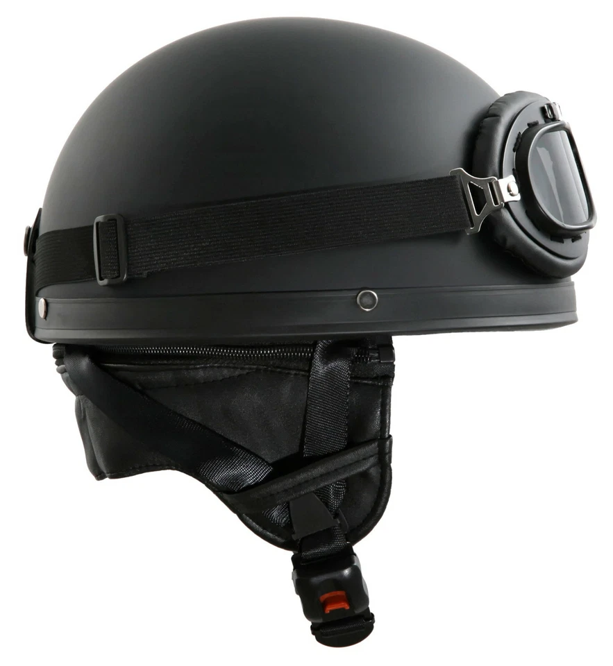 ATO Moto Retro Helm Schwarz Matt Motorradhelm Oldtimerhelm Halbschale S M L XL - Bild 2 von 4