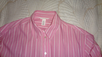h&m pink shirt dress H&M Tunic Shirt Dress Womens Size S Pink/White Striped Shirtdress Casual