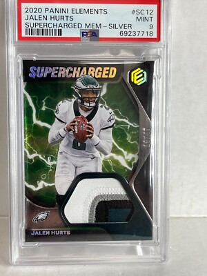 2020 Jalen Hurts Rookie SUPERCHARGED Neon Green Elements Patch /47 PSA 9 ROOKIE