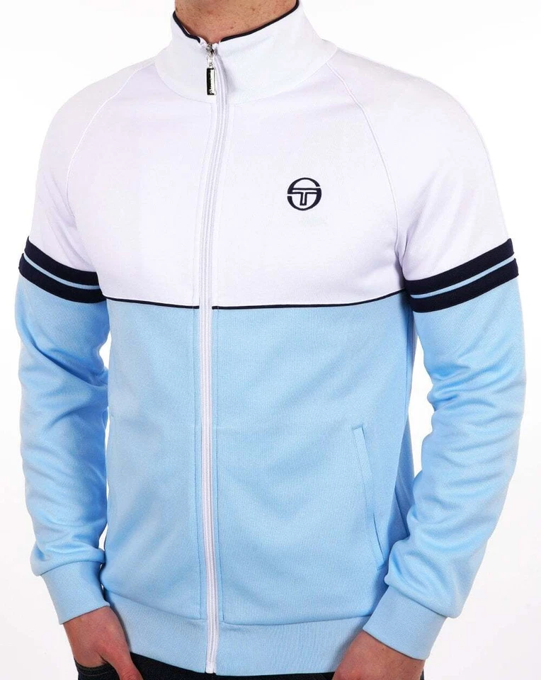 Sergio Tacchini Mens Orion Track Top Sky Blue/White- Retro Tracksuit Jacket, 80s - Image 2 of 4