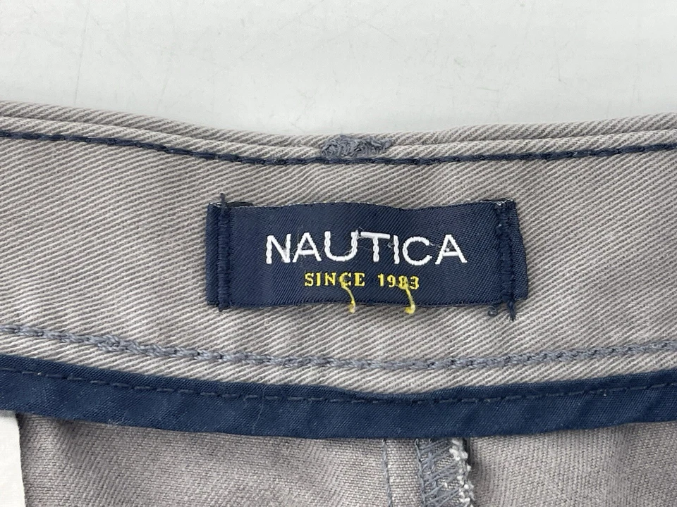 Винтажные мужские шорты Nautica Chino размер 38 плоские спереди серые 9 дюймов по внутреннему шву быстрая доставка - Изображение 3 из 4