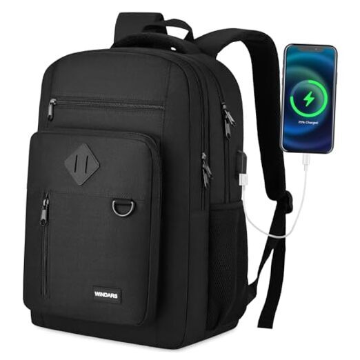 Backpack for Men and Women, Casual School Backpack Teen Boys 15.6 inch Black