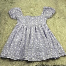 Lulus Women's L Fit to Frolic Lavender Eyelet Lace Puff Sleeve Babydoll Dress