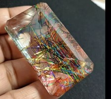 Superb Natural EMERALD Cut Rutilated Quartz 150 Ct Loose Gemstone EGL Certified