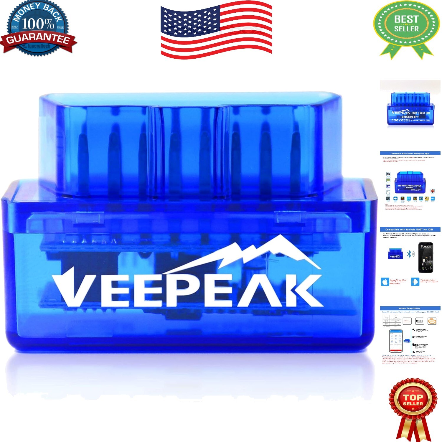 Compact OBD2 Scanner for Android – Live Engine Data & Fault Code Reader-image